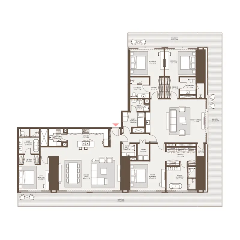 4 bedroom Apartments -  Akala Residences floor plan