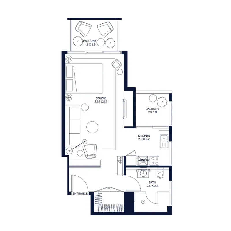 Studio apartments - The Atria floor plan