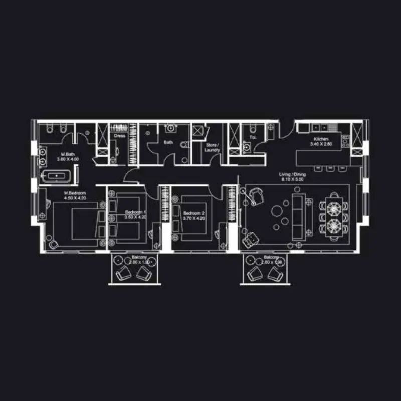 3 bedroom floor plan