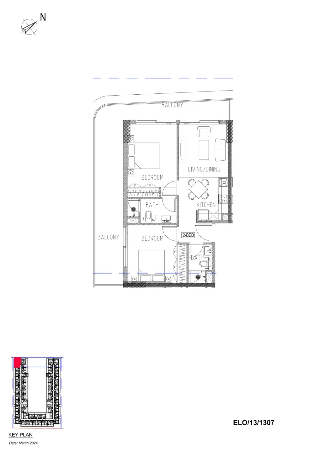 2 Bedrooms apartments - Elo Damac floor plan