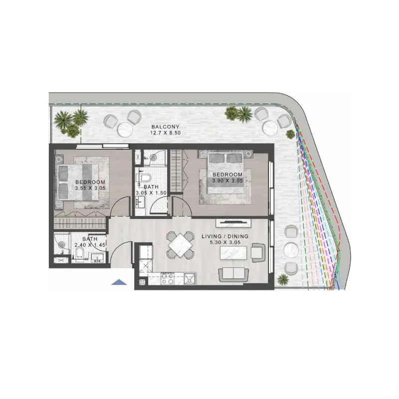 2 bedroom floor plan