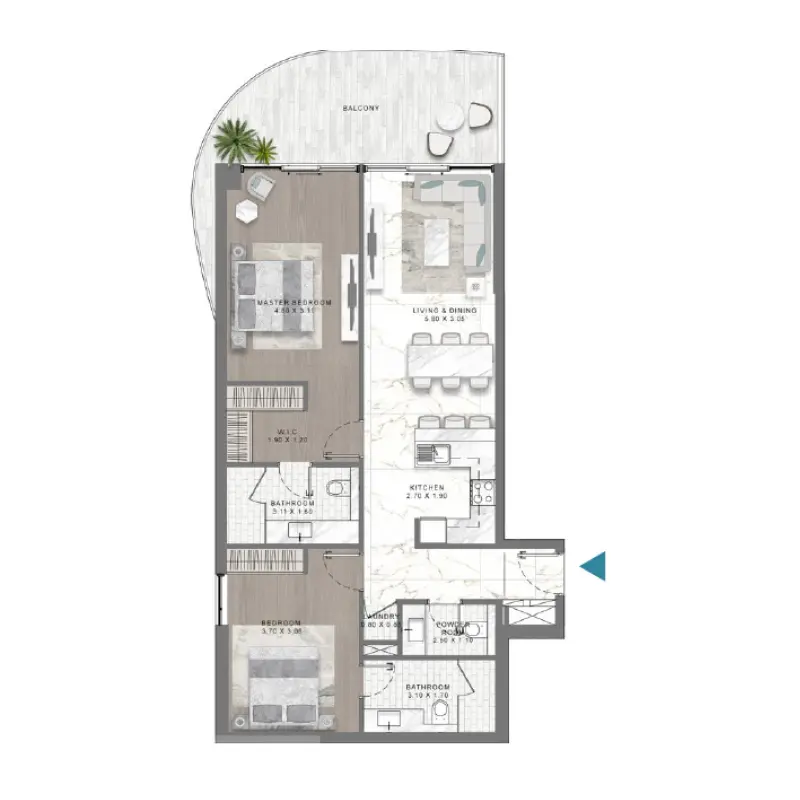 2 bedroom floor plan