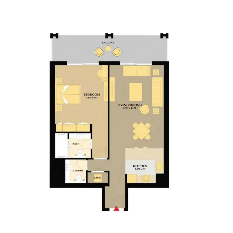 1 Bedroom apartments - Riva Residence floor plan