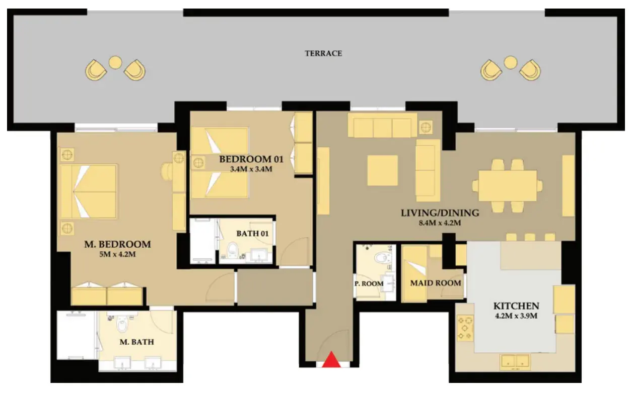 2 Bedrooms apartments - Riva Residence floor plan