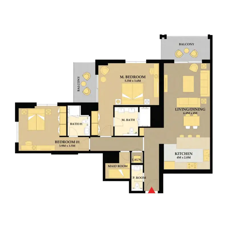 2 bedroom floor plan