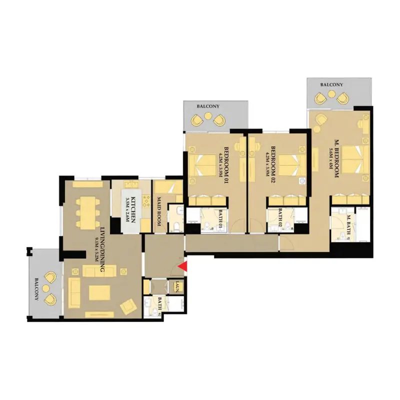 3 bedroom floor plan