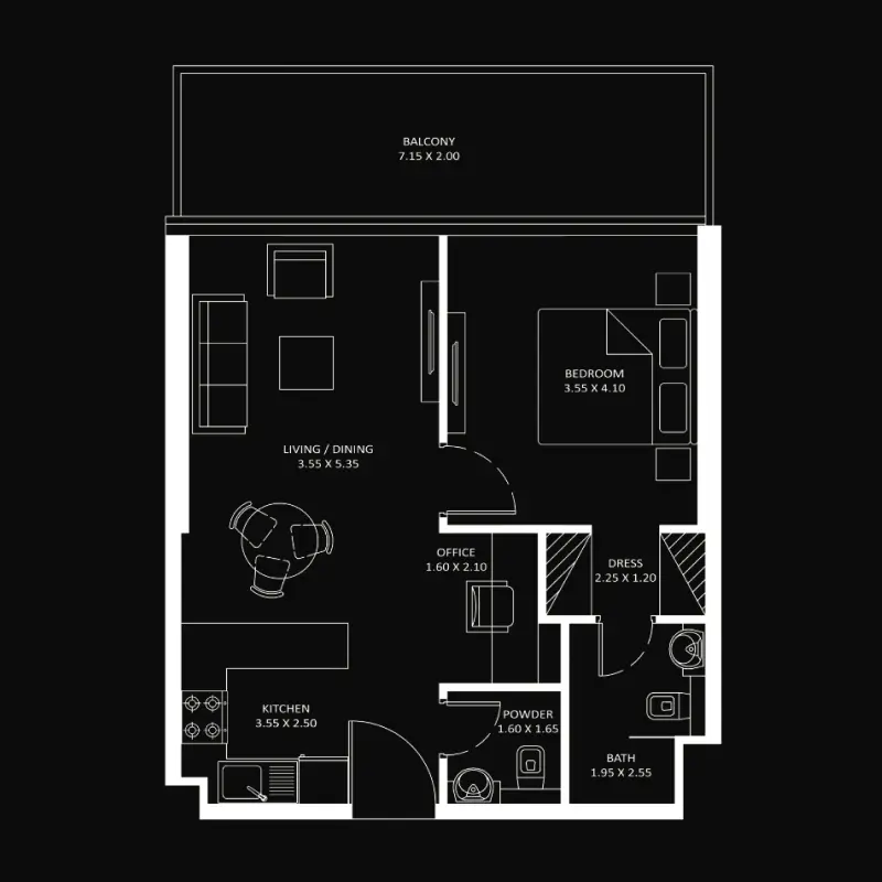 1 bedroom floor plan