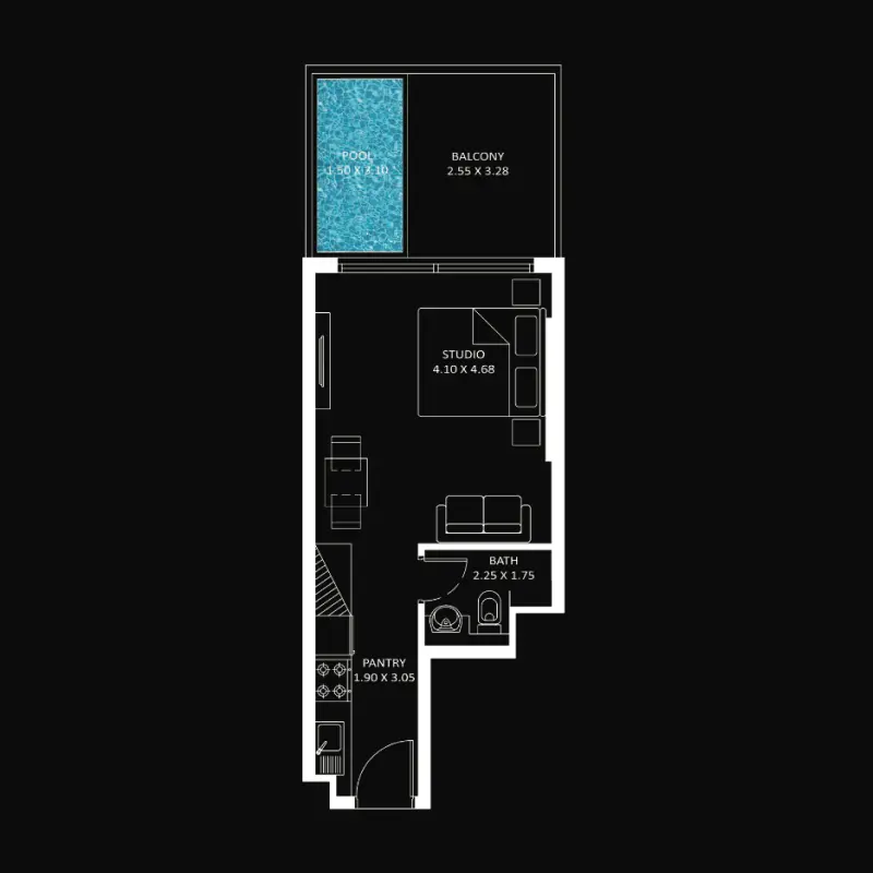 Studio + Pool floor plan