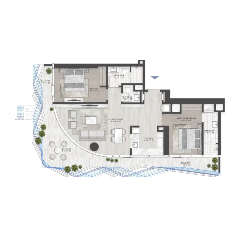 2 bedroom floor plan