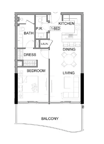 1 Bedroom apartments - Damac Lagoons Views Phase 2 floor plan