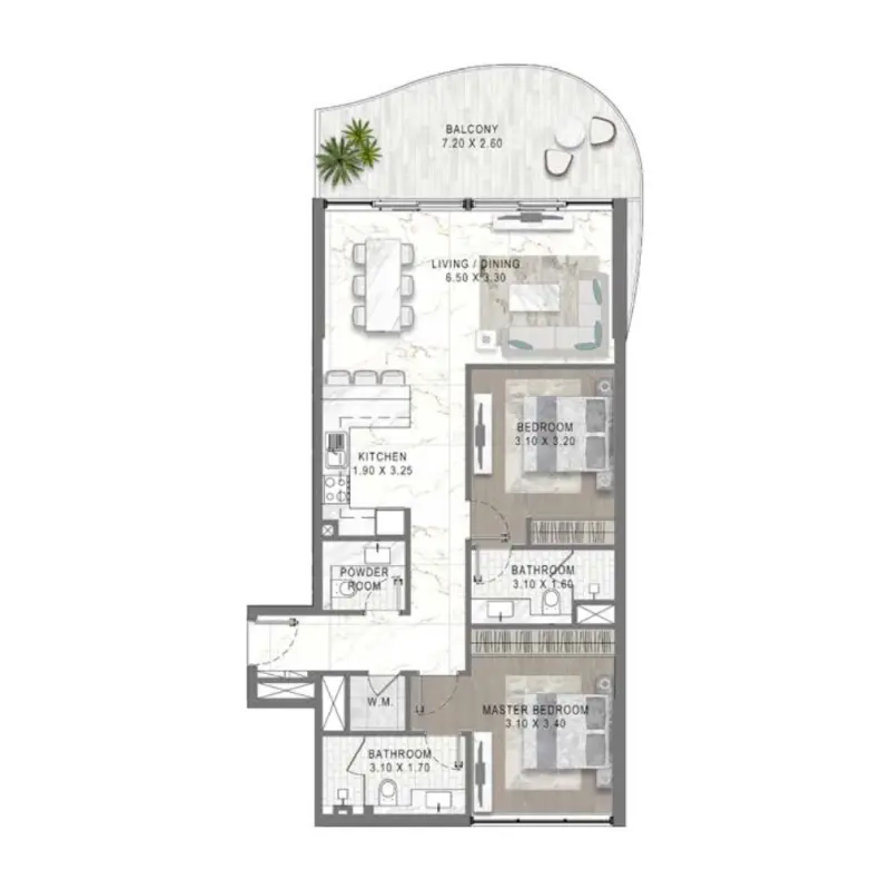 2 bedroom floor plan