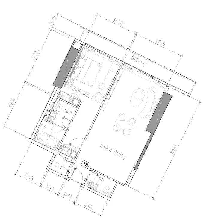 1 Bedroom apartments - Paramount Tower Hotel And Residences floor plan
