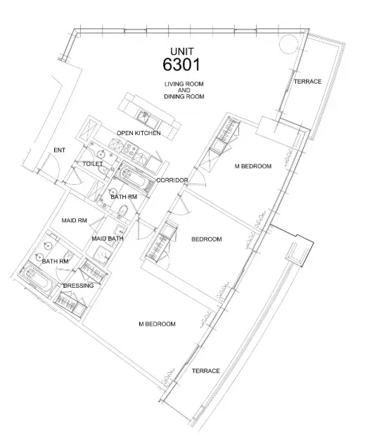 3 Bedrooms apartments - Damac Towers by Paramount floor plan