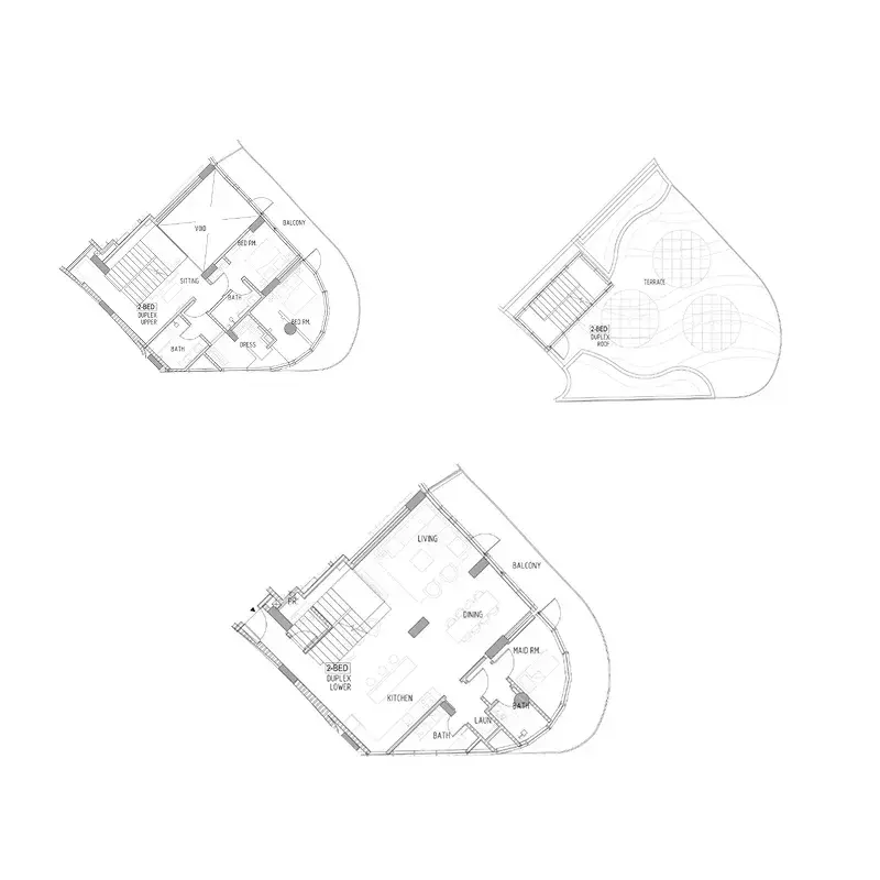 2 Bedrooms duplex - Canal Crown floor plan