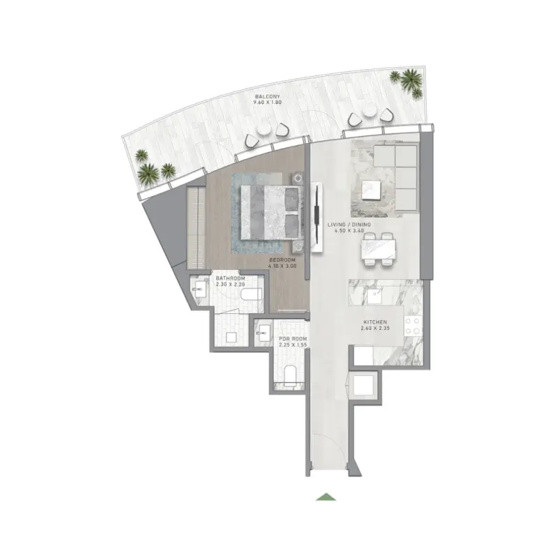 1 bedroom floor plan
