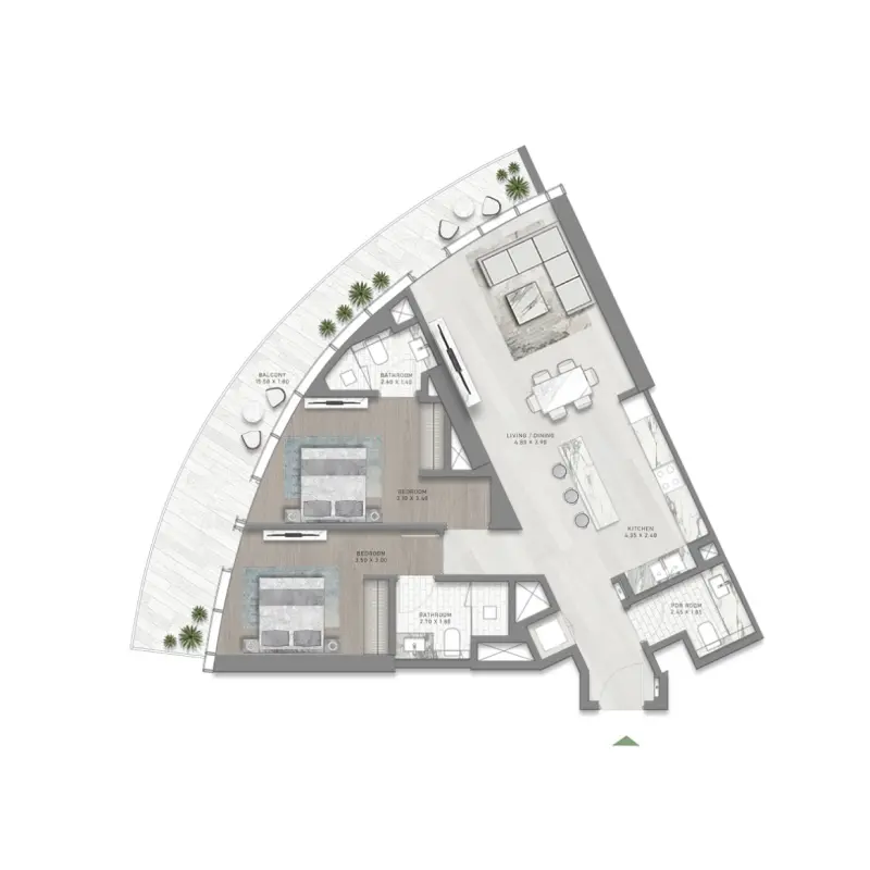 2 bedroom floor plan