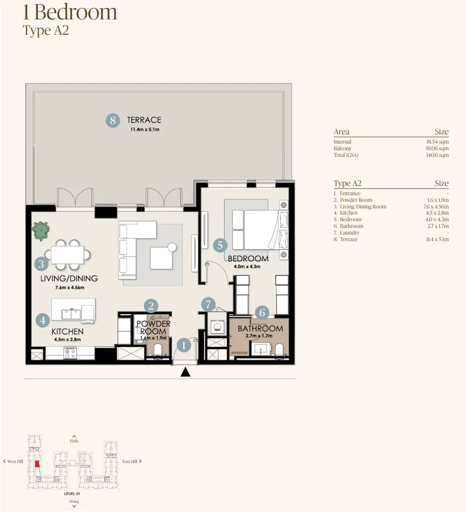 Type A2 floor plan