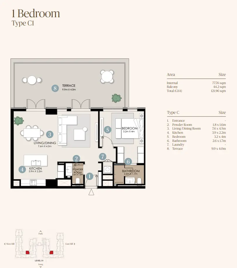 Type C1 floor plan