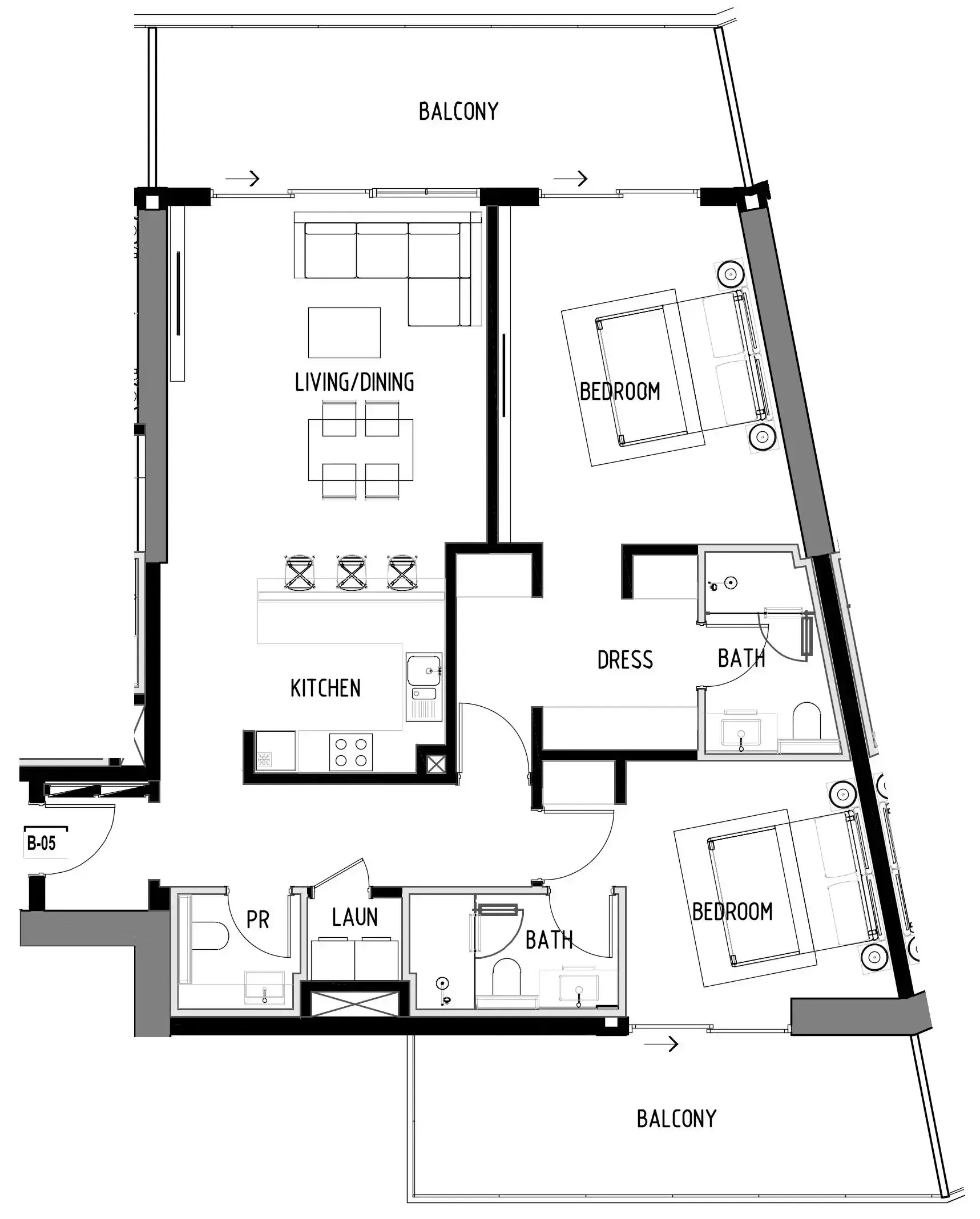 2 Bedrooms apartments - Chelsea Residences floor plan
