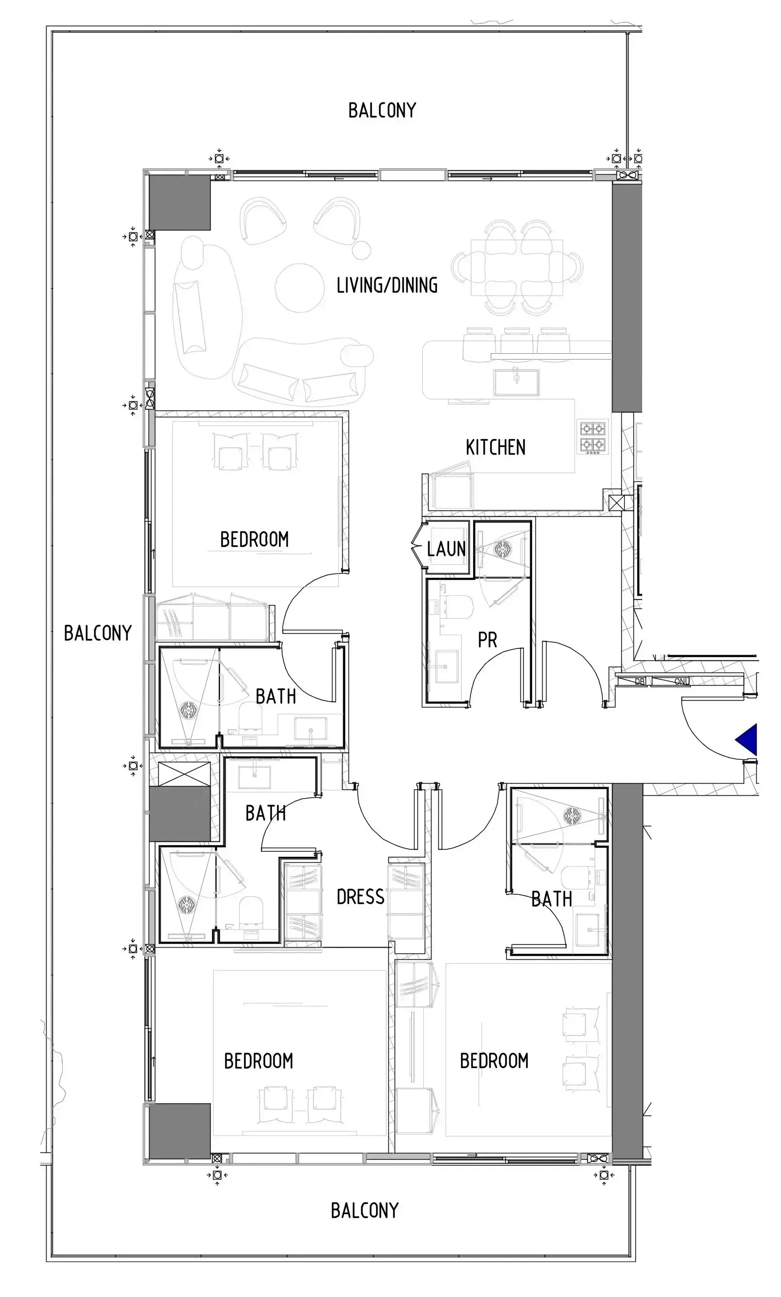 3 Bedrooms apartments - Chelsea Residences floor plan
