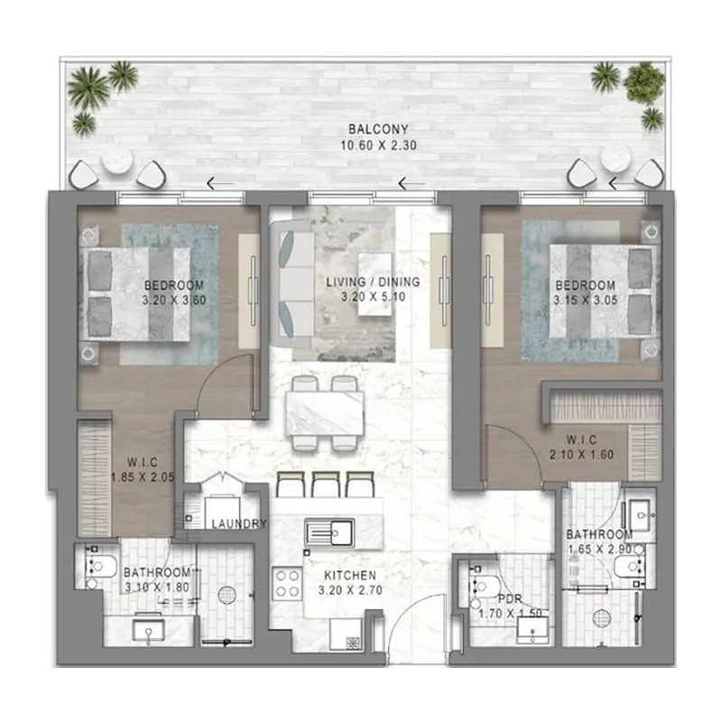 2 bedroom Apartments -  Chelsea Residences floor plan