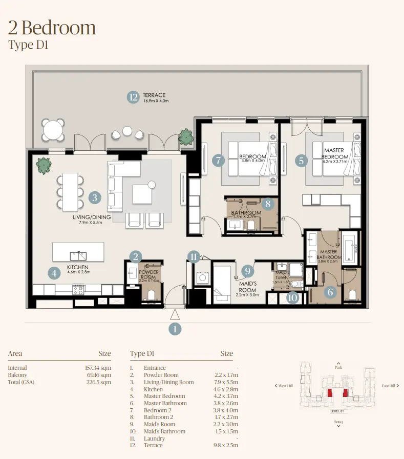 Type D1 floor plan