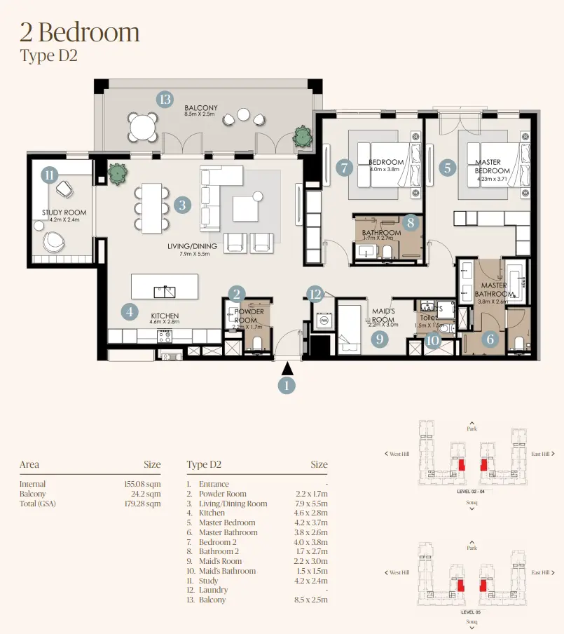 Type D2 floor plan