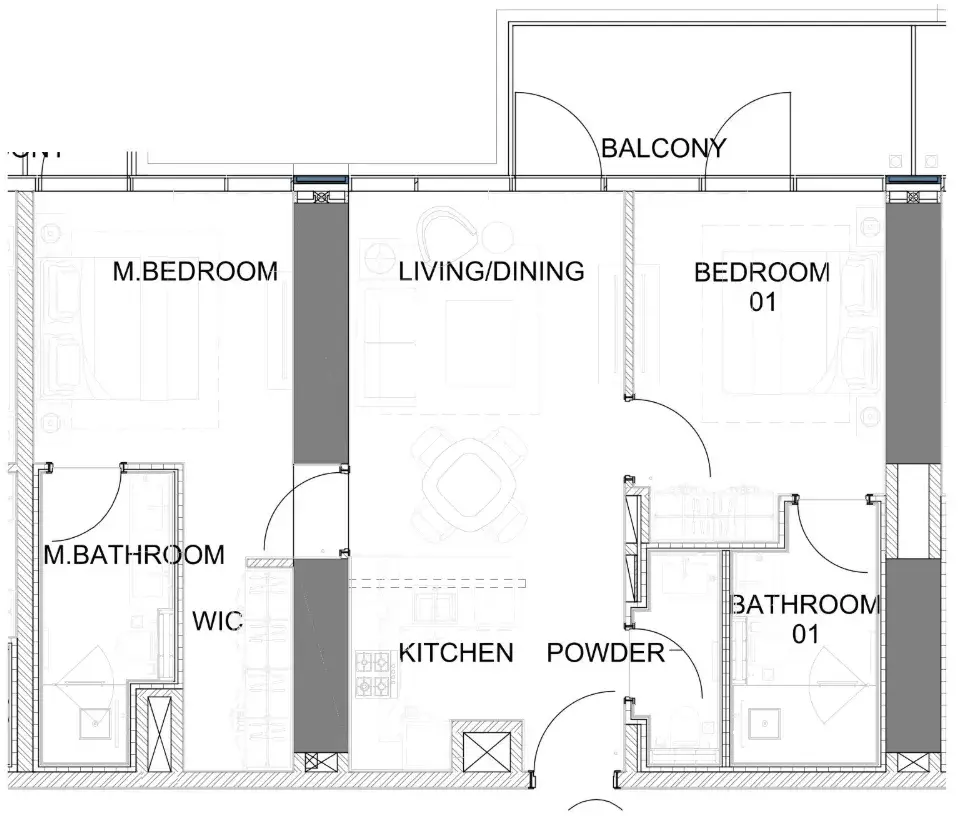 2 Bedrooms apartments - Damac Safa Gate floor plan