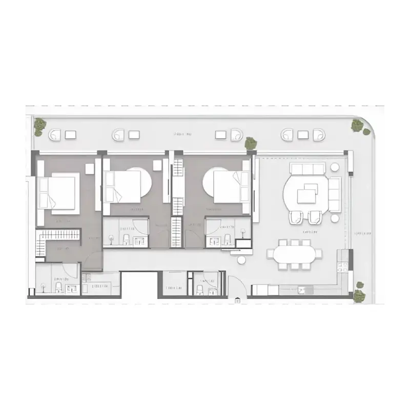 3 bedroom Apartments -  Valores Residences floor plan