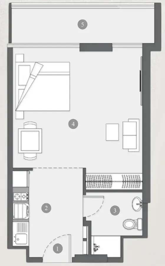 Studio apartments - Elevia Residences  floor plan