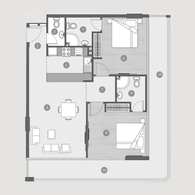 2 bedroom Apartments -  Elevia Residences  floor plan