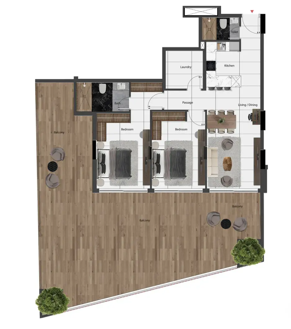 2 Bedrooms apartments - Park Lane 2 by Heilbronn floor plan