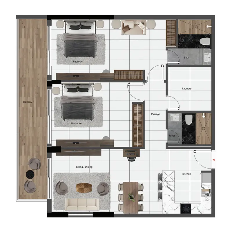 2 bedroom Apartments -  Park Lane 2 by Heilbronn floor plan