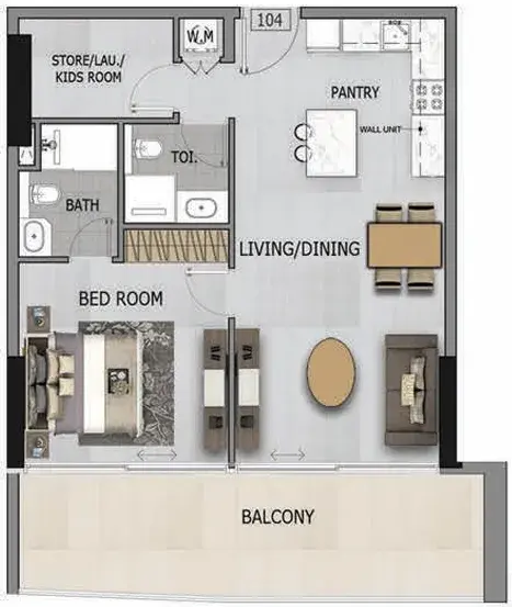 1 Bedroom apartments - Altia One floor plan
