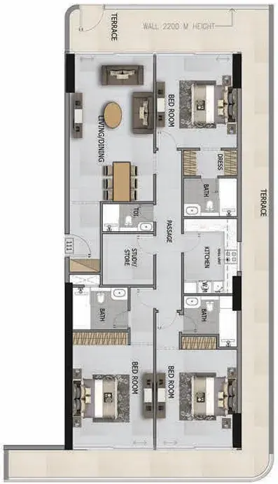 3 Bedrooms apartments - Altia One floor plan