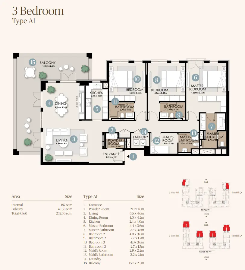 Type A1 floor plan