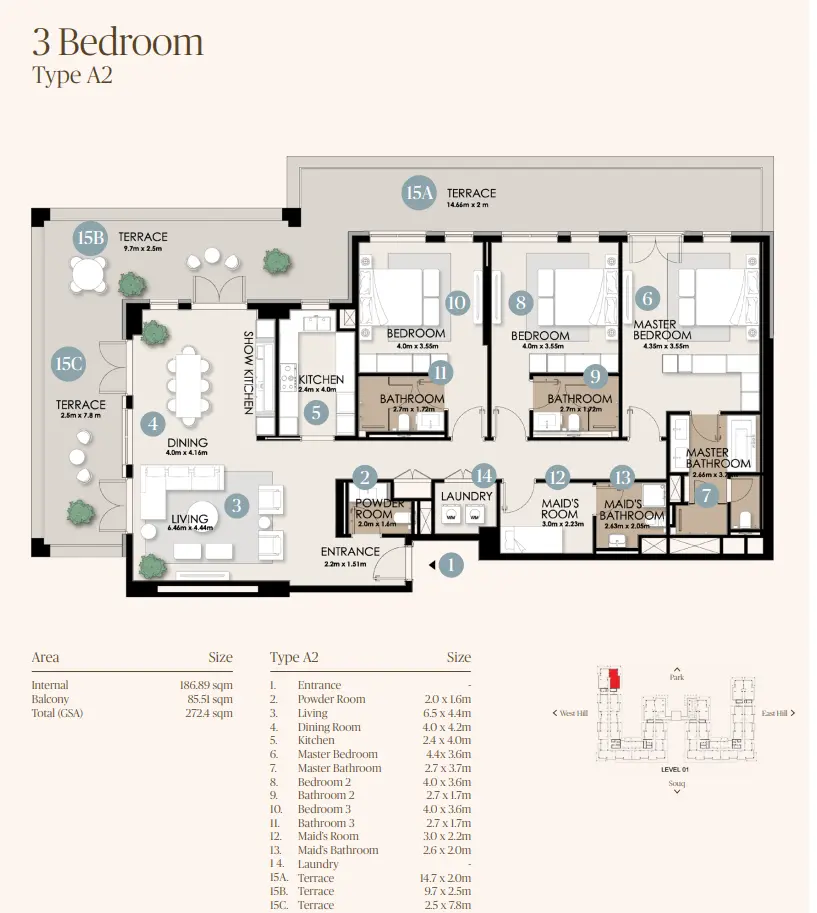 Type A2 floor plan