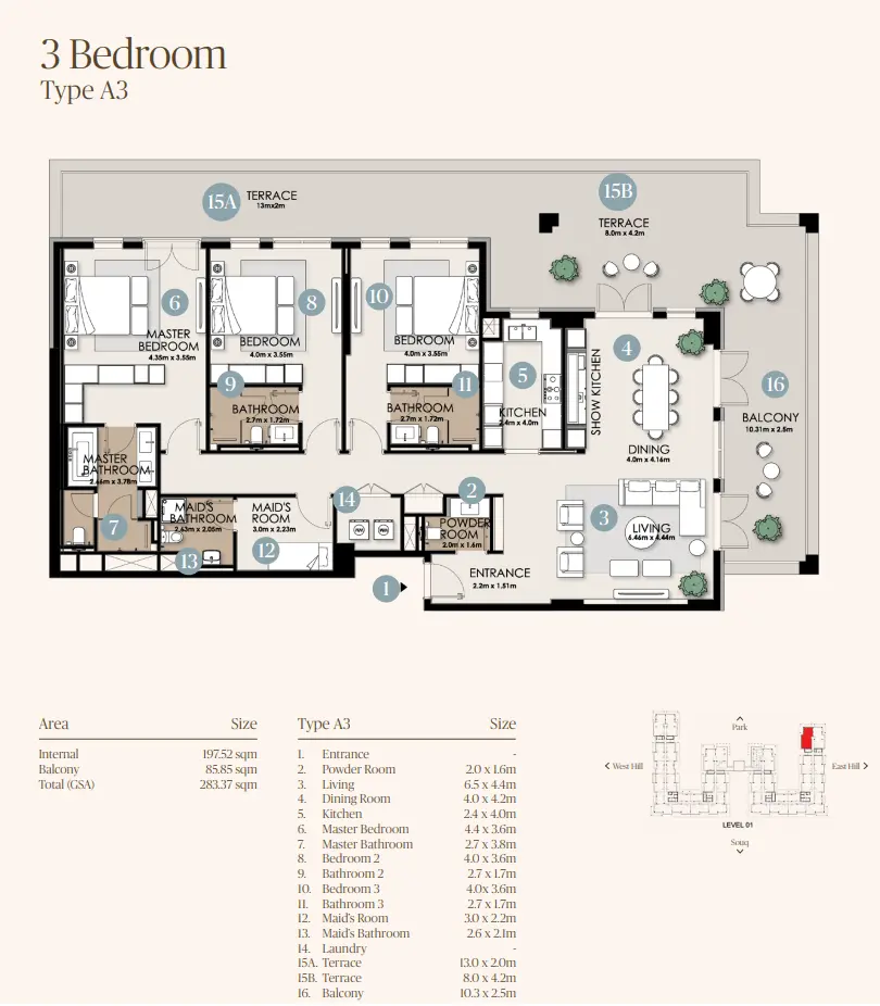 Type A3 floor plan
