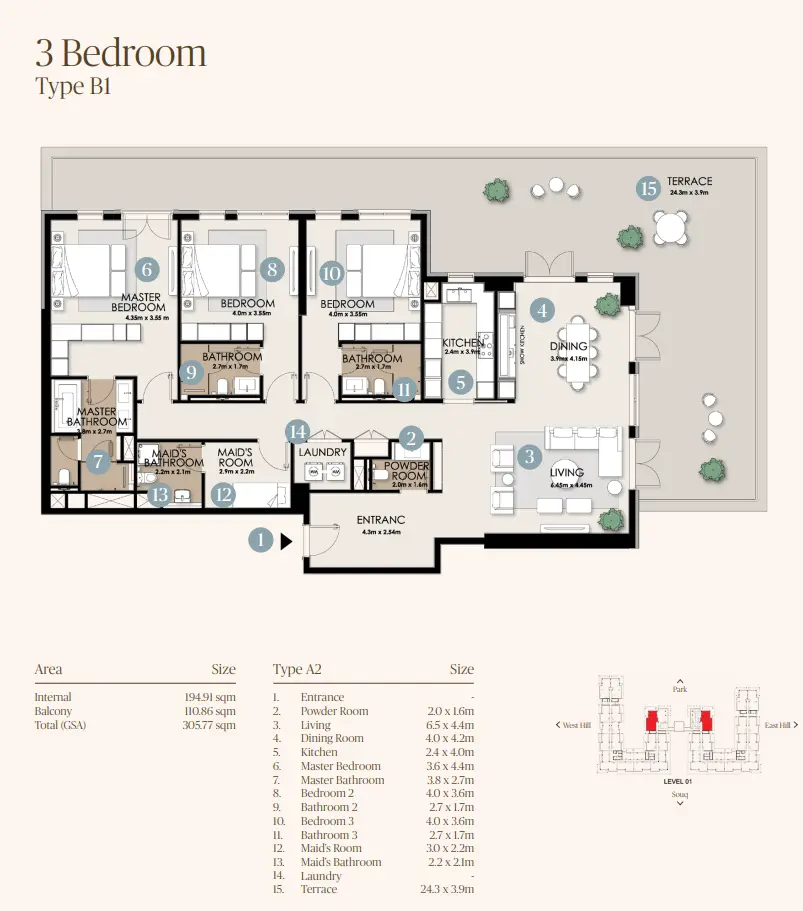 Type B1 floor plan