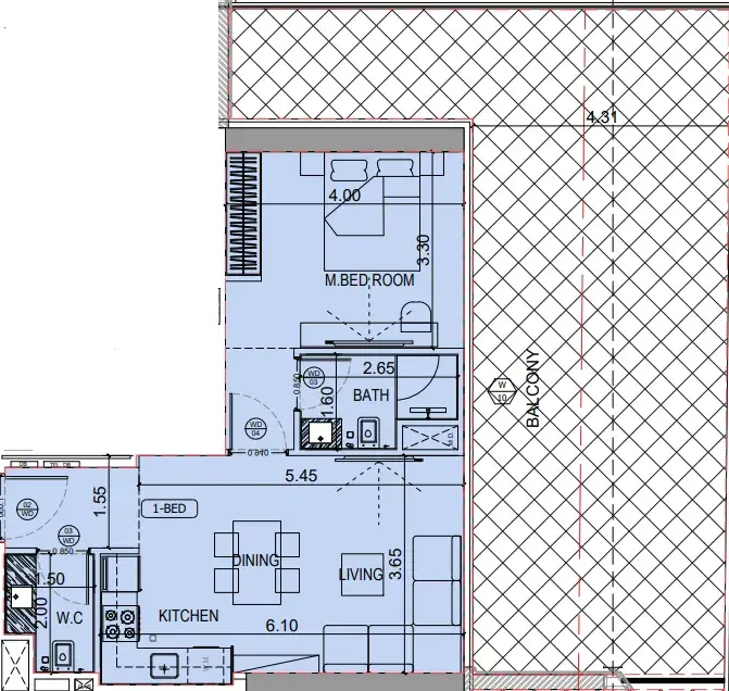 1 Bedroom apartments - Binghatti Starlight floor plan