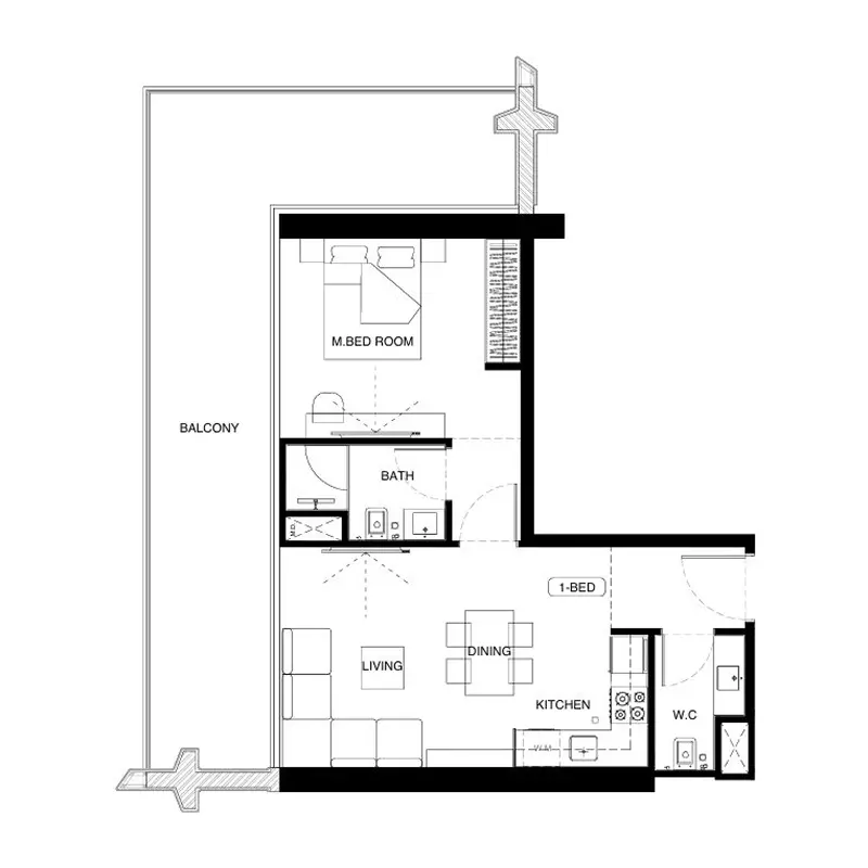 1 bedroom floor plan