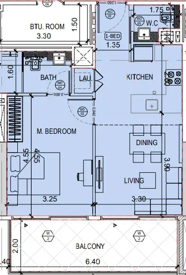 1 Bedroom apartments - Binghatti Amberhall floor plan