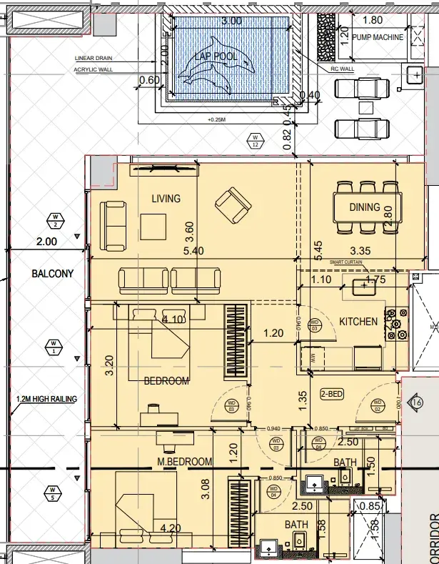 2 Bedrooms apartments - Binghatti Amberhall floor plan