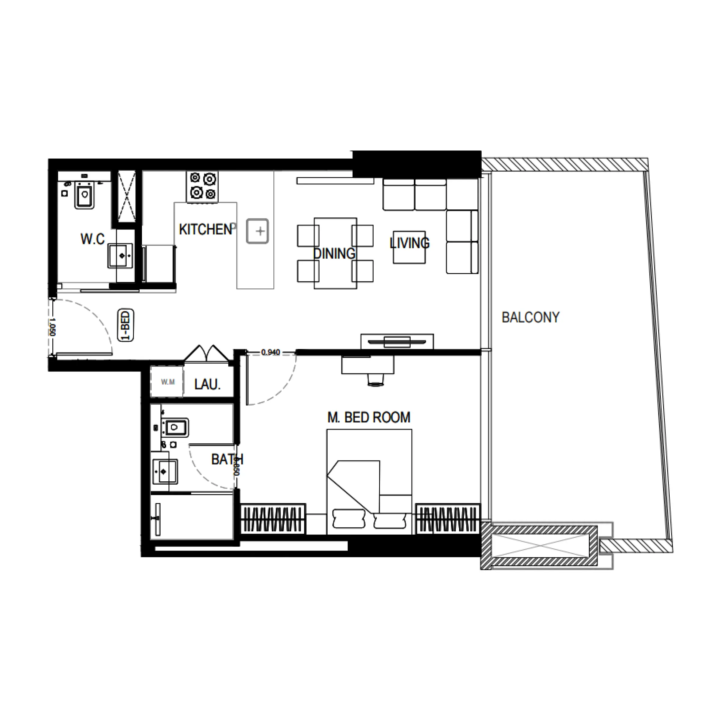 1 bedroom floor plan