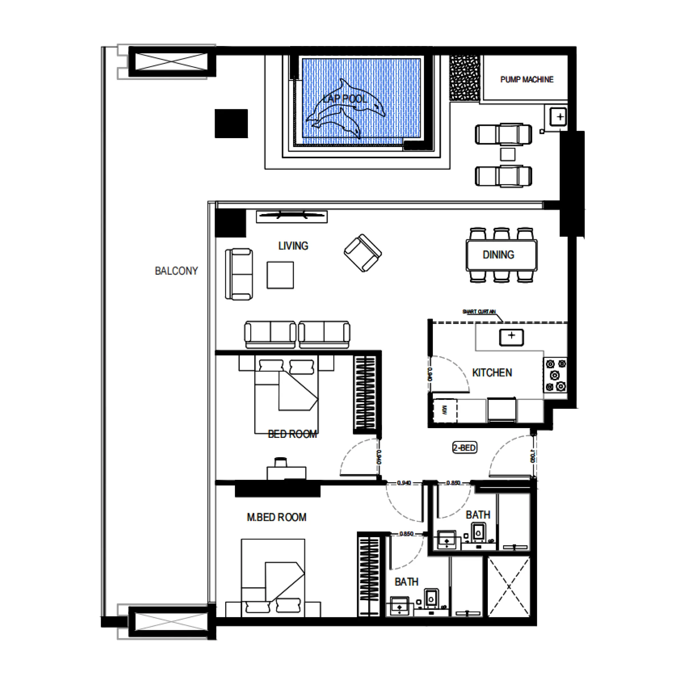 2 bedroom floor plan