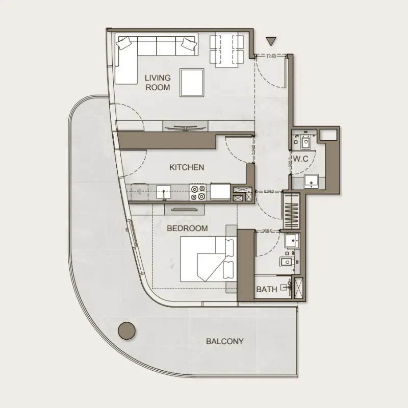 1 bedroom floor plan