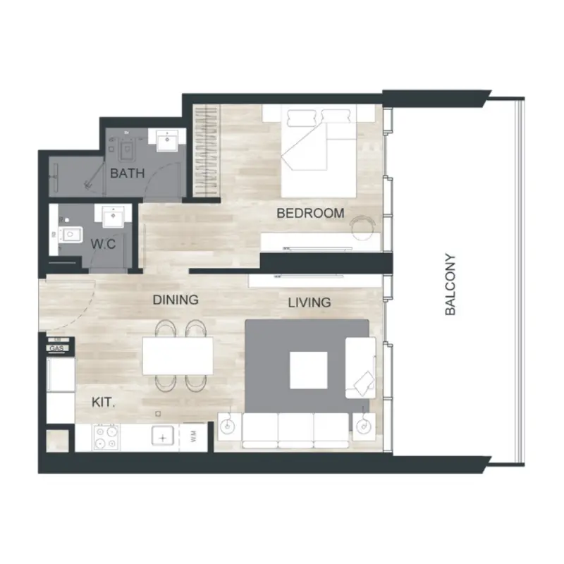 1 bedroom floor plan