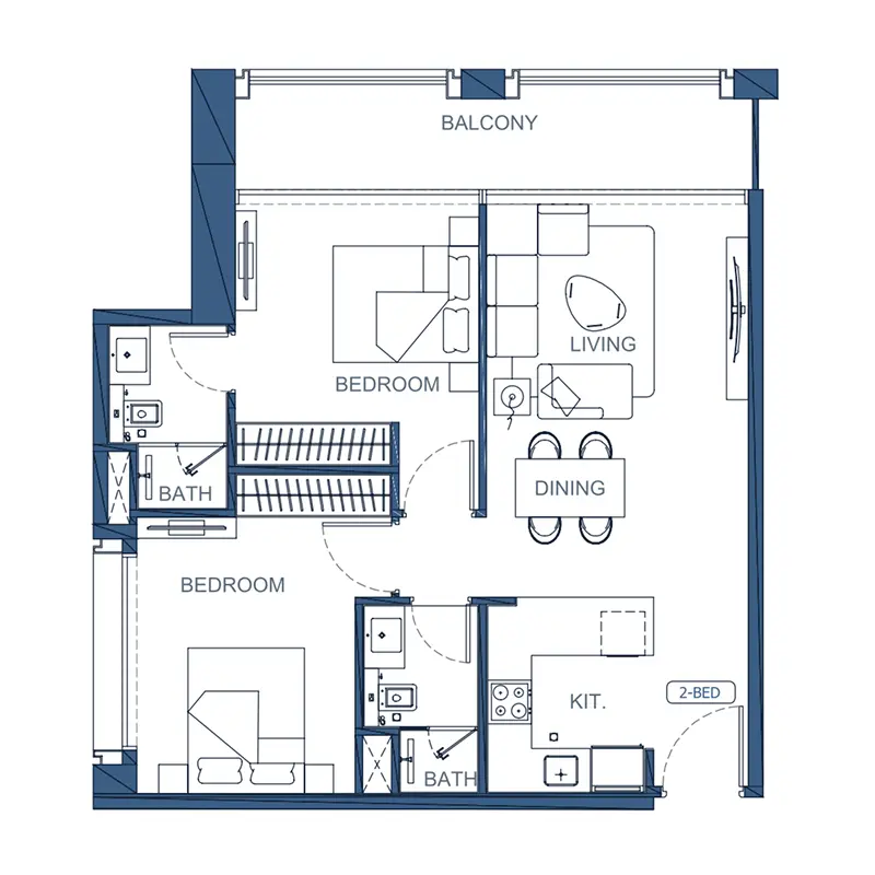 2 bedroom Apartments -  Binghatti Twilight floor plan