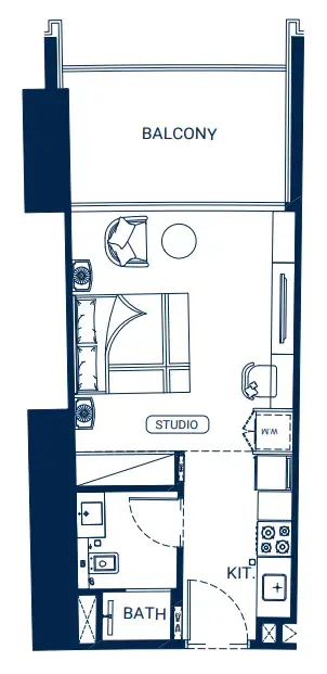 Studio apartments - Binghatti Skyrise floor plan