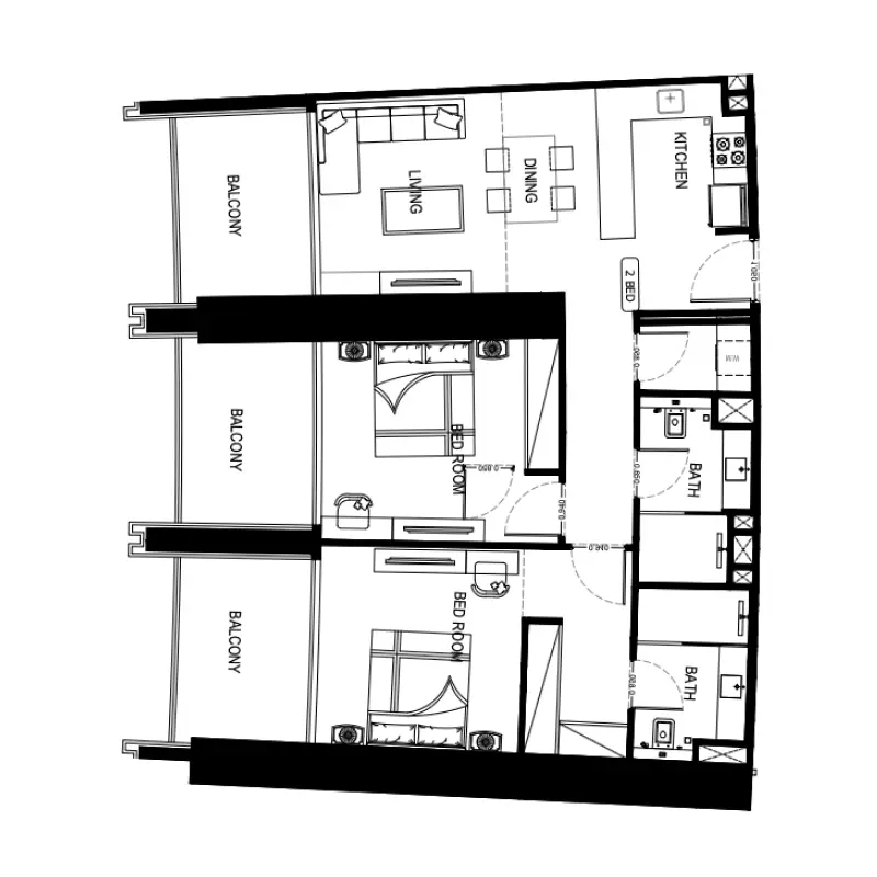 2 bedroom floor plan